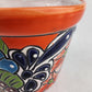 Red Orange Rim Talavera-Style Ceramic Planter 7" | Indoor Plant Pot