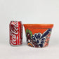 Red Orange Rim Talavera-Style Ceramic Planter 6" | Decorative Plant Pot