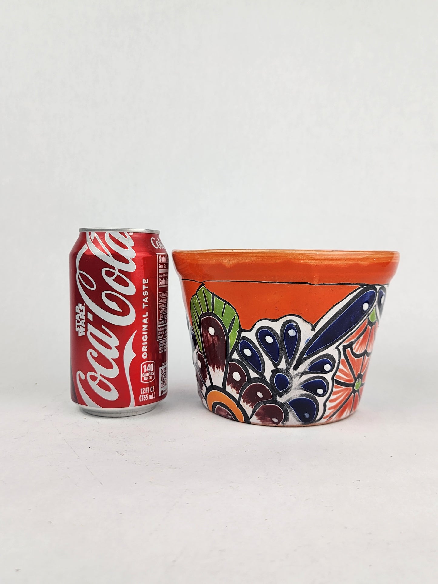 Red Orange Rim Talavera-Style Ceramic Planter 6" | Decorative Plant Pot