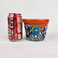 Red Orange Rim Talavera-Style Ceramic Planter 5" | Small Indoor Plant Pot