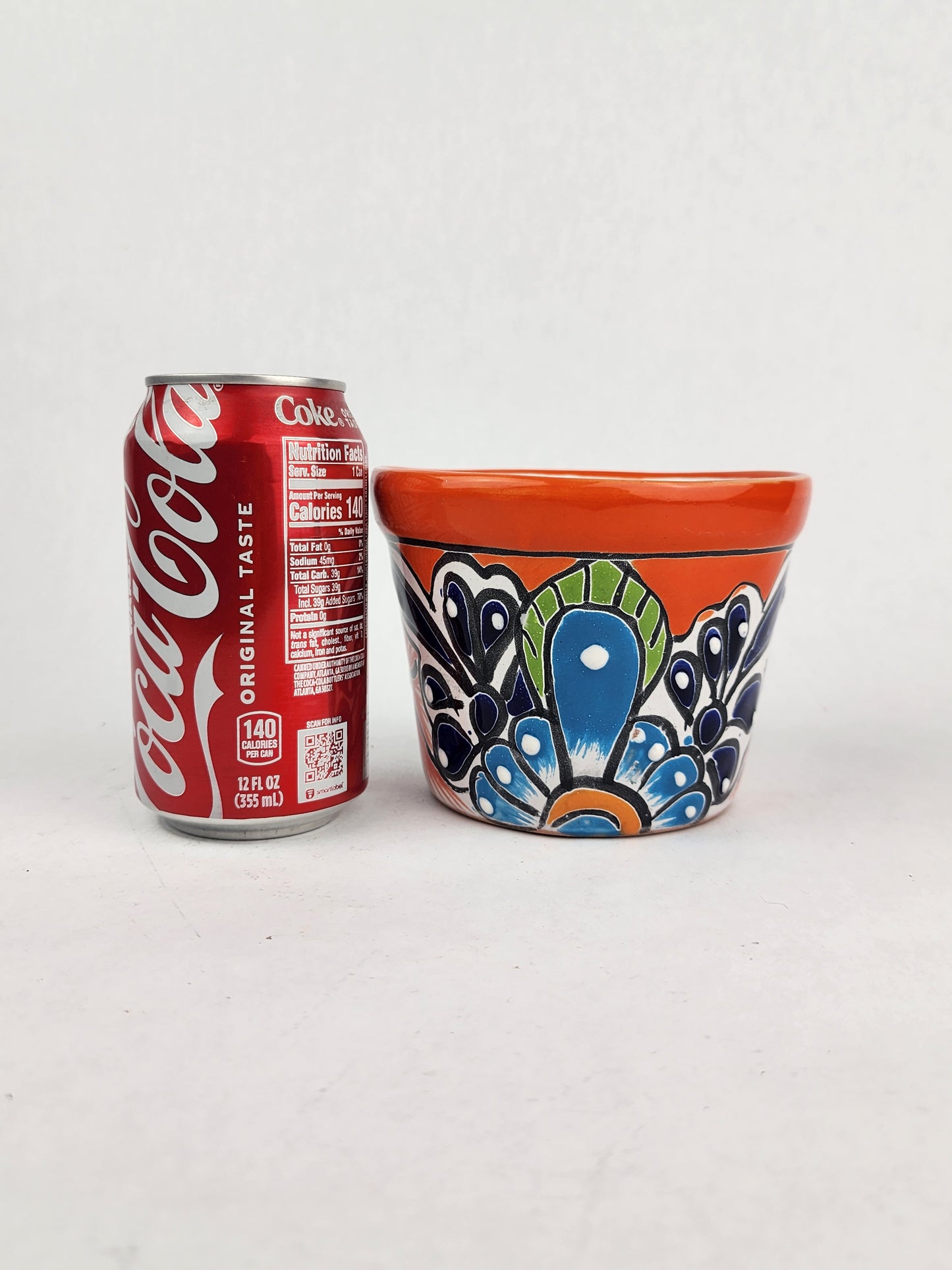 Red Orange Rim Talavera-Style Ceramic Planter 5" | Small Indoor Plant Pot
