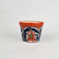 Red Orange Rim Talavera-Style Ceramic Planter 5" | Small Indoor Plant Pot