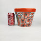 Red Orange Rim Talavera-Style Ceramic Planter 8" | Houseplant Pot