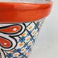 Red Orange Rim Talavera-Style Ceramic Planter 8" | Houseplant Pot