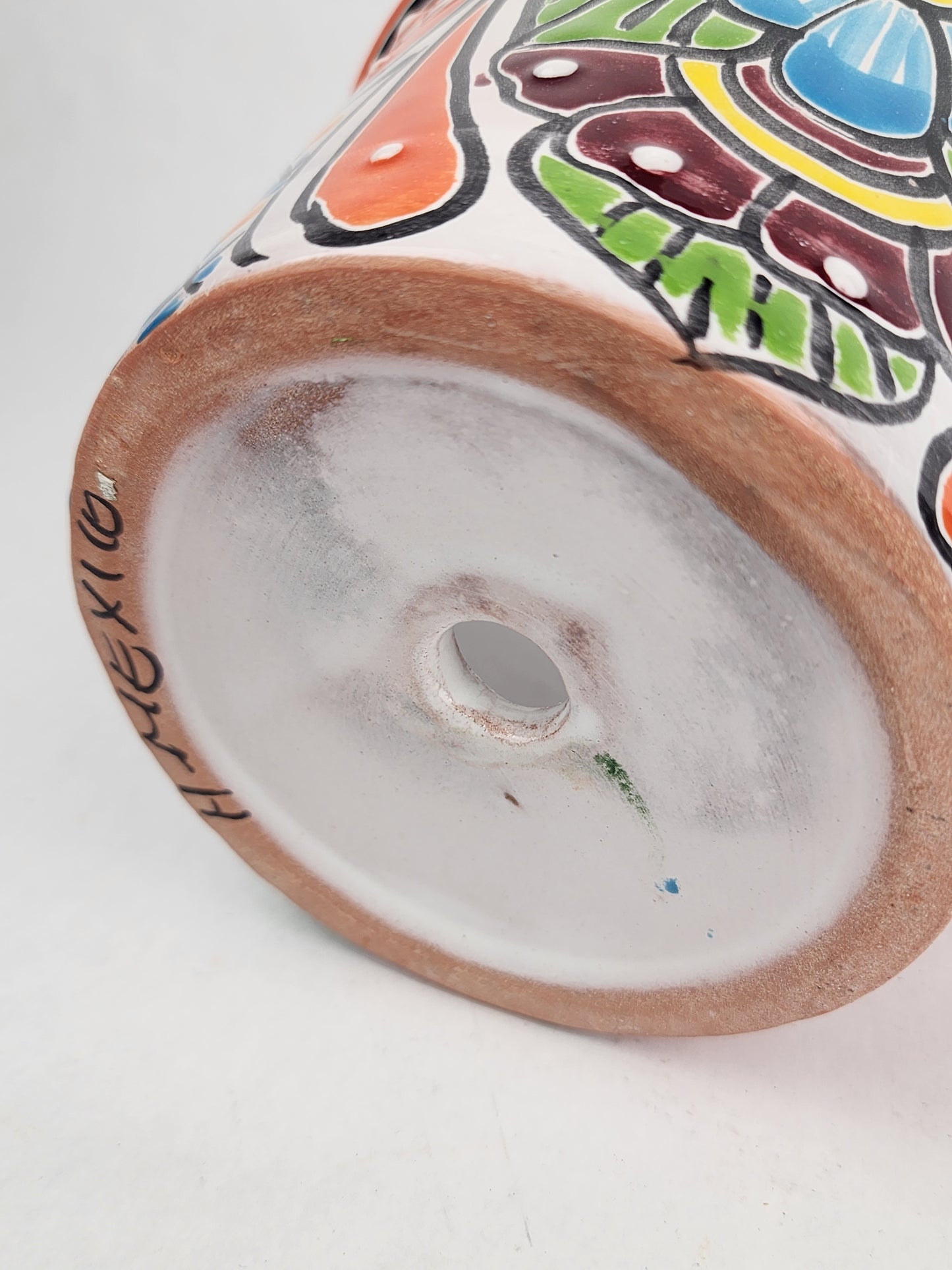 Red Orange Rim Talavera-Style Ceramic Planter 7" | Houseplant Pot