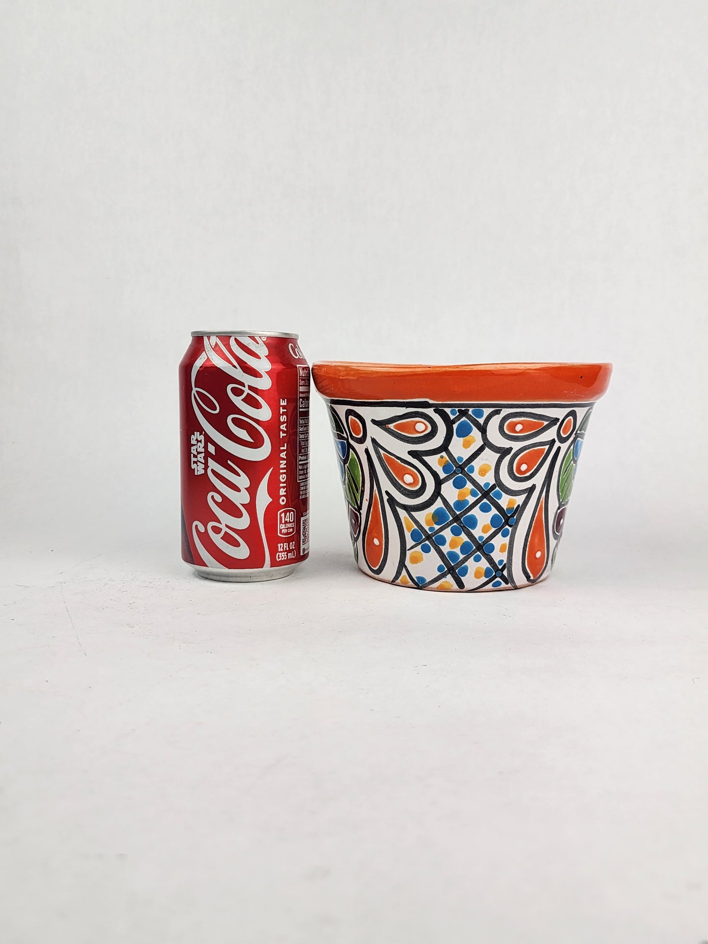 Red Orange Rim Talavera-Style Ceramic Planter 6" | Houseplant Pot