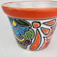 Red Orange Rim Talavera-Style Ceramic Planter 6" | Houseplant Pot