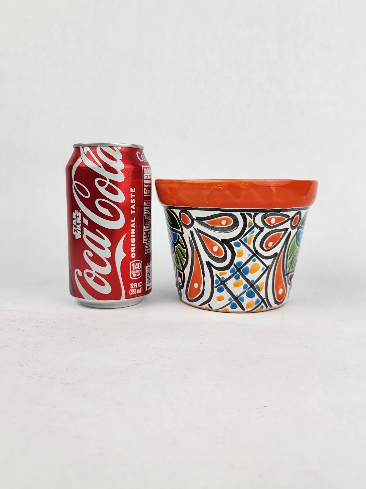 Red Orange Rim Talavera-Style Ceramic Planter 5" | Succulent Plant Pot