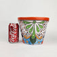 Red Orange Rim Talavera-Style Ceramic Planter 8" | Indoor Plant Pot