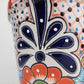 Red Orange Rim Talavera-Style Ceramic Planter 8" | Indoor Plant Pot
