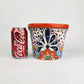 Red Orange Rim Talavera-Style Ceramic Planter 7" | Succulent Plant Pot