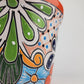 Red Orange Rim Talavera-Style Ceramic Planter 7" | Succulent Plant Pot