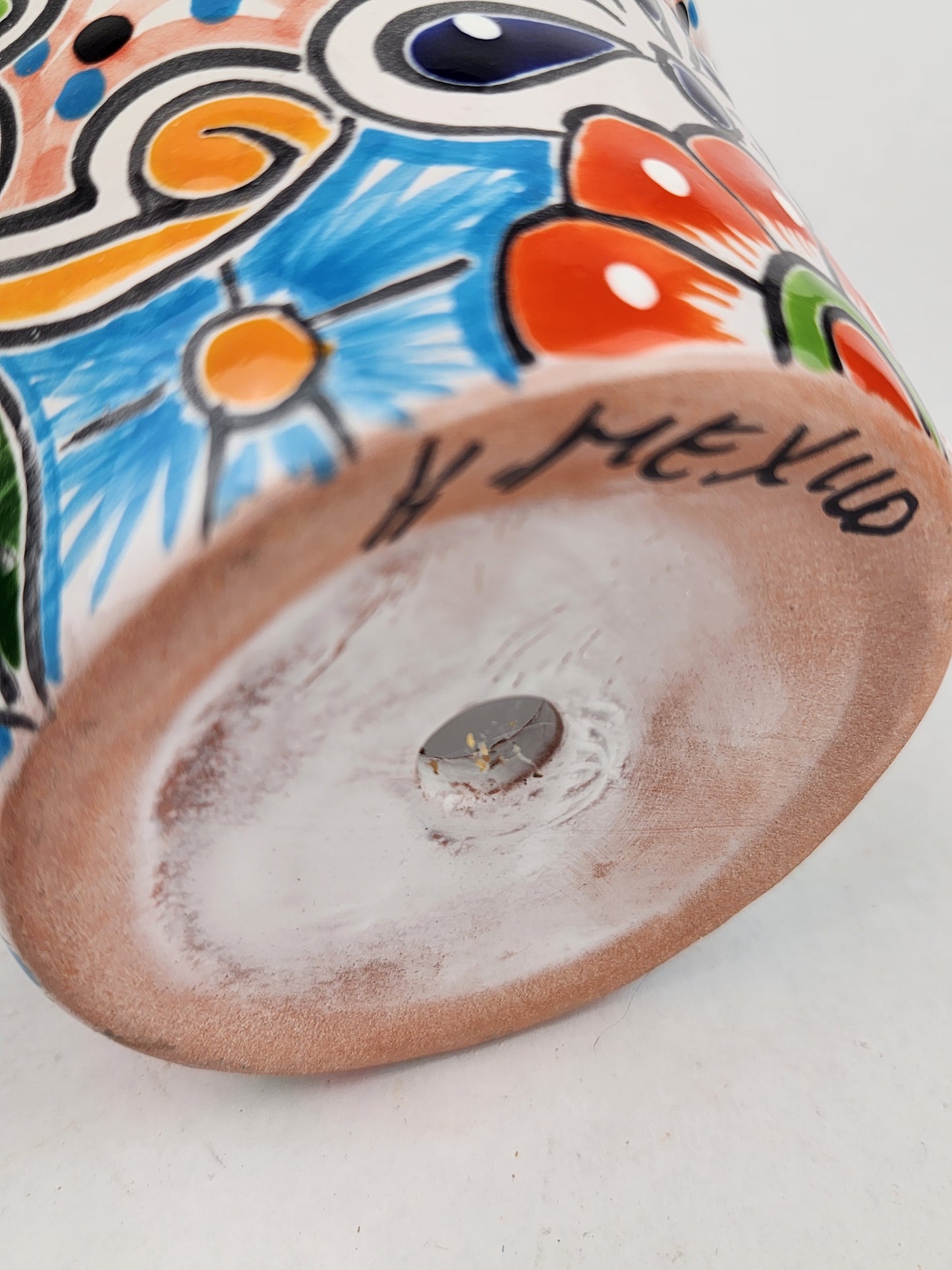 Red Orange Rim Talavera-Style Ceramic Planter 6" | Succulent Plant Pot