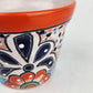 Red Orange Rim Talavera-Style Ceramic Planter 5" | Decorative Flower Pot