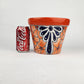 Red Orange Rim Talavera-Style Ceramic Planter 8" | Floral Plant Pot
