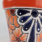 Red Orange Rim Talavera-Style Ceramic Planter 8" | Floral Plant Pot