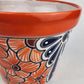 Red Orange Rim Talavera-Style Ceramic Planter 8" | Floral Plant Pot