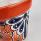 Red Orange Rim Talavera-Style Ceramic Planter 7" | Floral Plant Pot