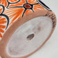 Red Orange Rim Talavera-Style Ceramic Planter 7" | Floral Plant Pot