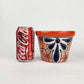 Red Orange Rim Talavera-Style Ceramic Planter 6" | Floral Plant Pot
