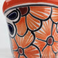 Red Orange Rim Talavera-Style Ceramic Planter 6" | Floral Plant Pot
