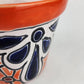 Red Orange Rim Talavera-Style Ceramic Planter 6" | Floral Plant Pot