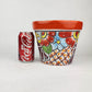 Red Orange Rim Talavera-Style Ceramic Planter 8" | Decorative Flower Pot