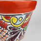 Red Orange Rim Talavera-Style Ceramic Planter 8" | Decorative Flower Pot