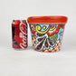 Red Orange Rim Talavera-Style Ceramic Planter 7" | Decorative Flower Pot