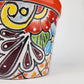 Red Orange Rim Talavera-Style Ceramic Planter 7" | Decorative Flower Pot