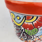 Red Orange Rim Talavera-Style Ceramic Planter 7" | Decorative Flower Pot