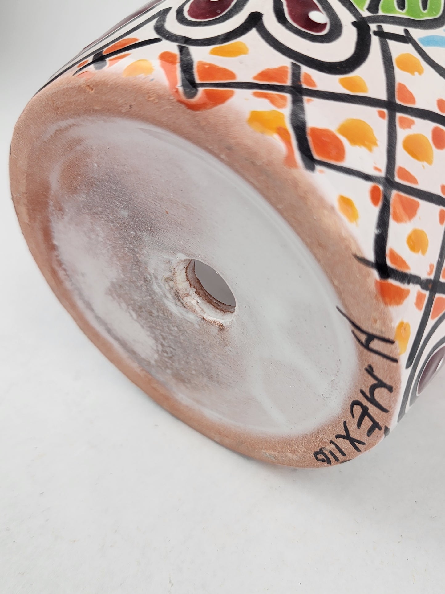 Red Orange Rim Talavera-Style Ceramic Planter 7" | Decorative Flower Pot
