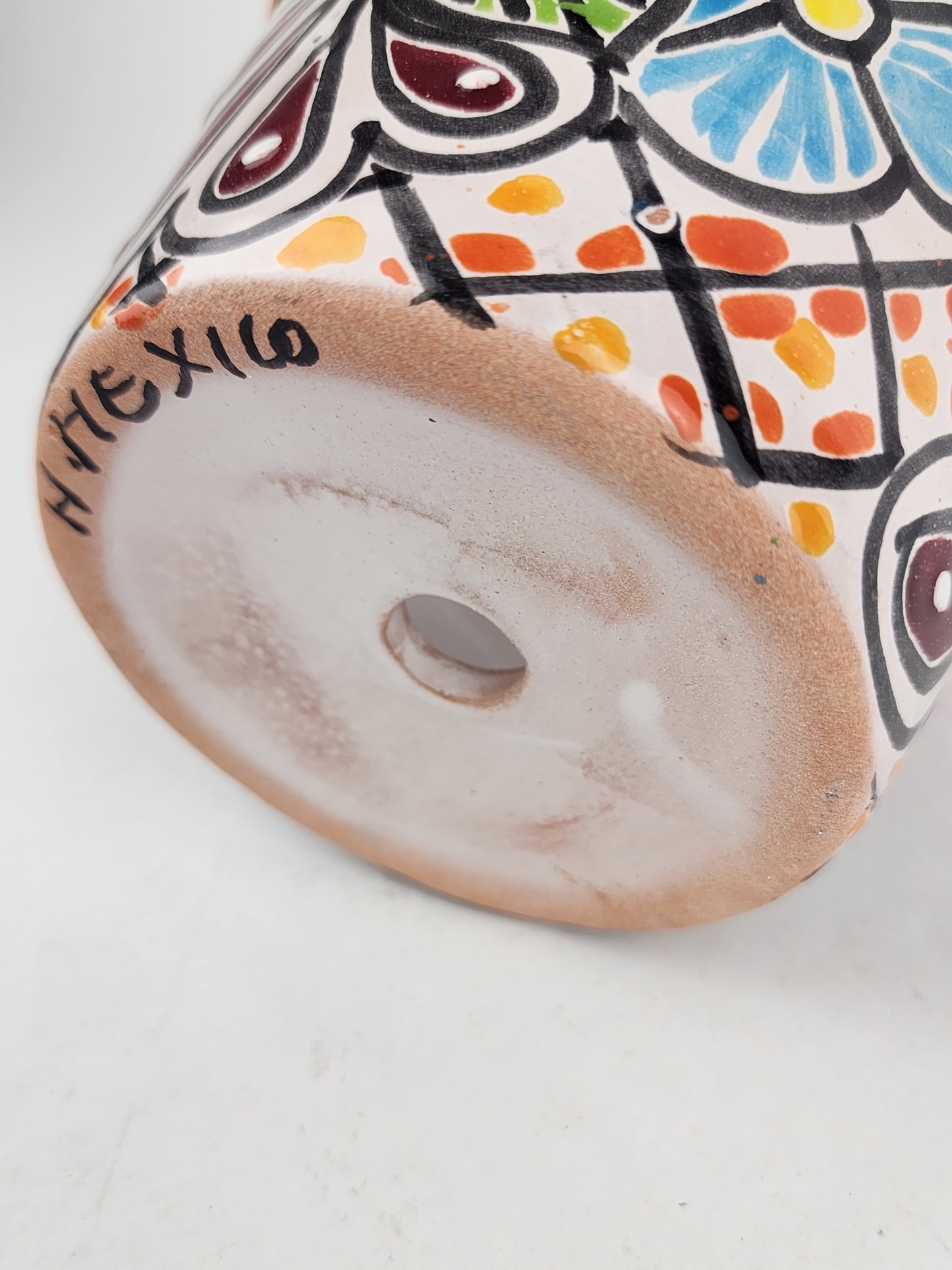 Red Orange Rim Talavera-Style Ceramic Planter 6" | Indoor Plant Pot