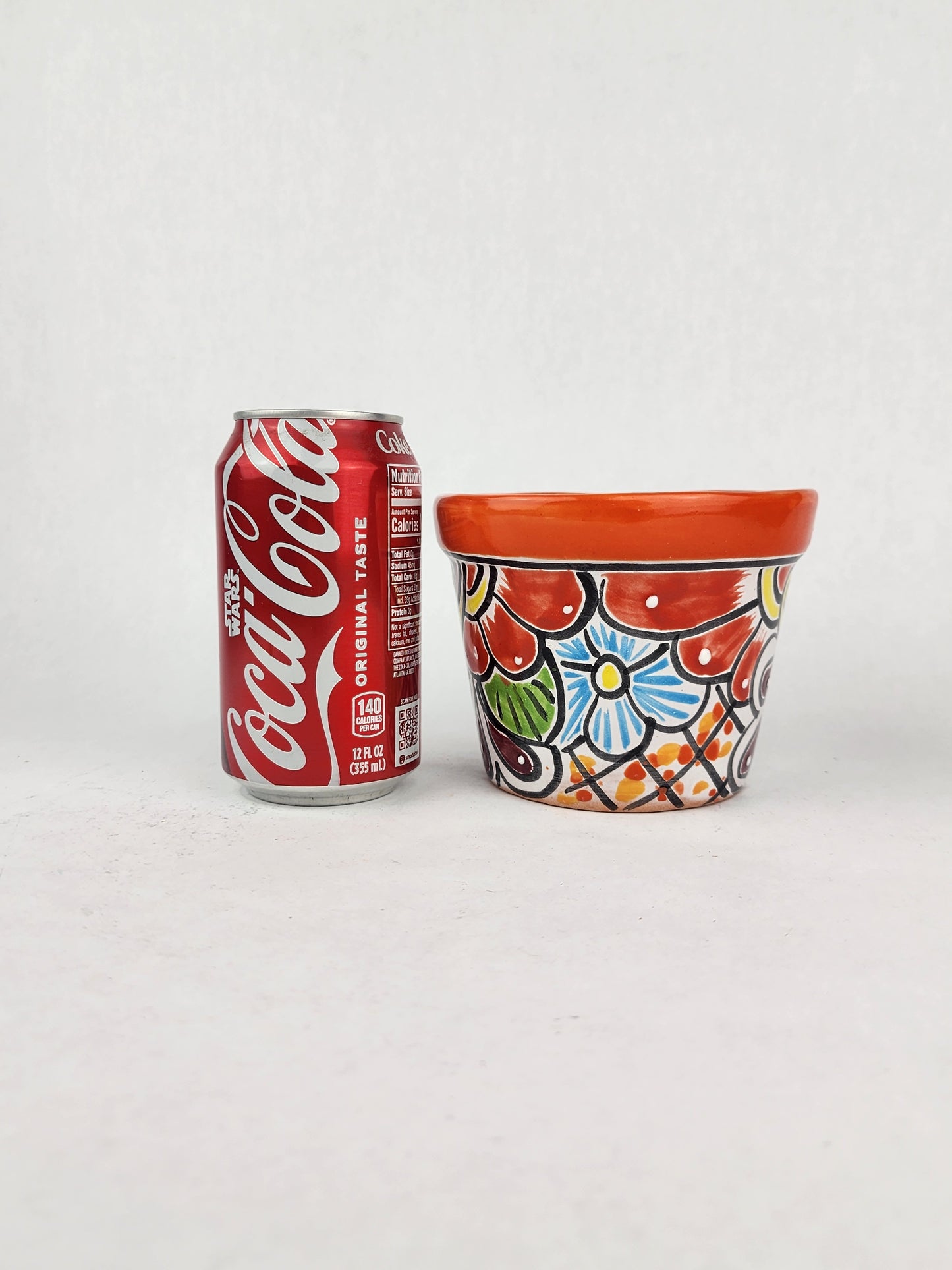 Red Orange Rim Talavera-Style Ceramic Planter 5" | Succulent Plant Pot