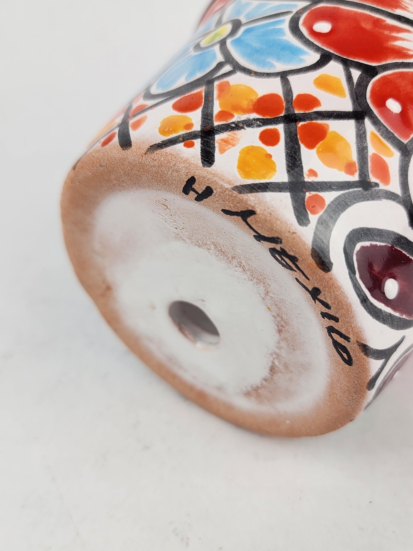 Red Orange Rim Talavera-Style Ceramic Planter 5" | Succulent Plant Pot