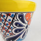Yellow Rim Talavera-Style Ceramic Planter 8" | Statement Plant Pot