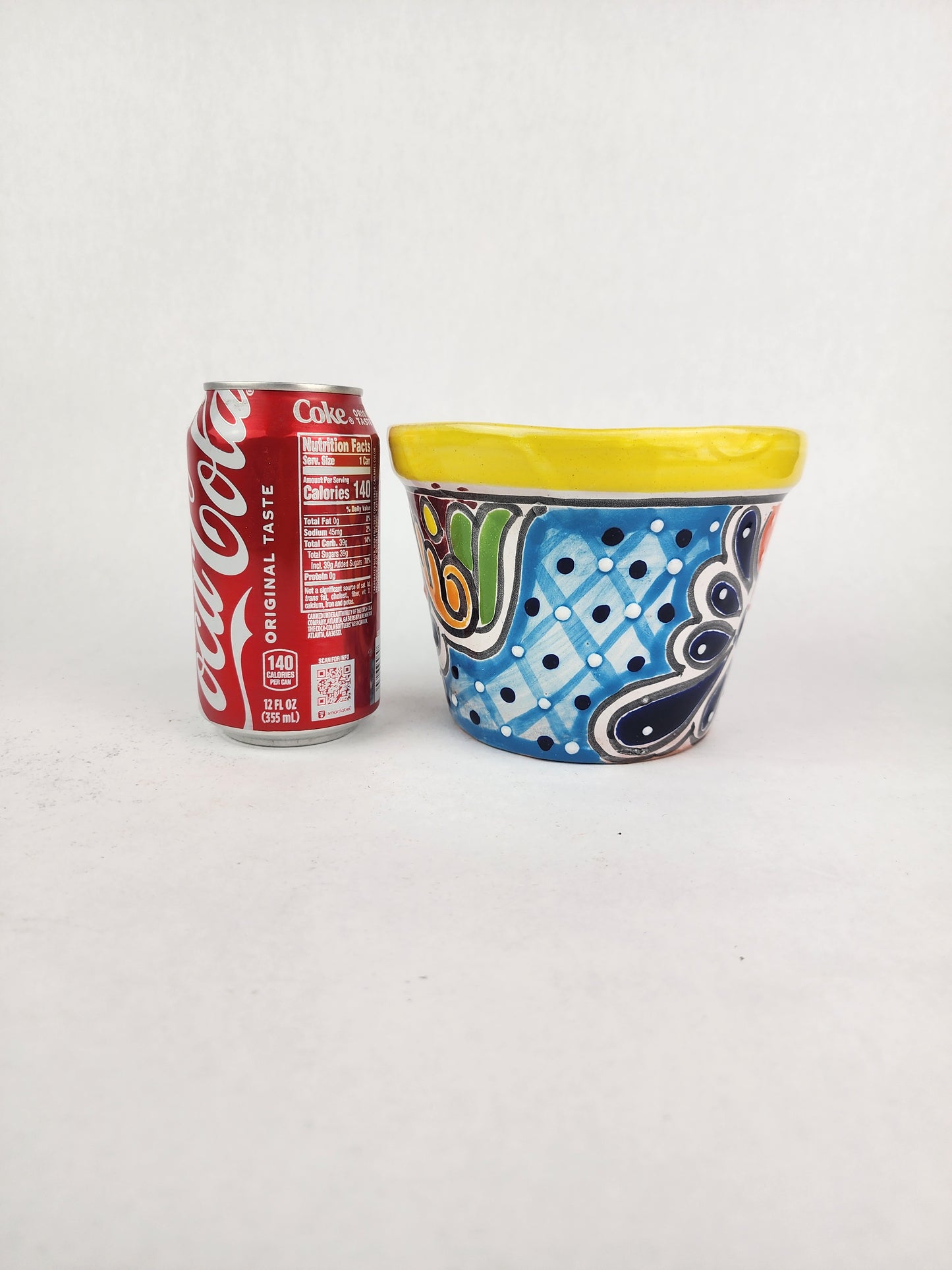 Yellow Rim Talavera-Style Ceramic Planter 6" | Indoor Plant Pot