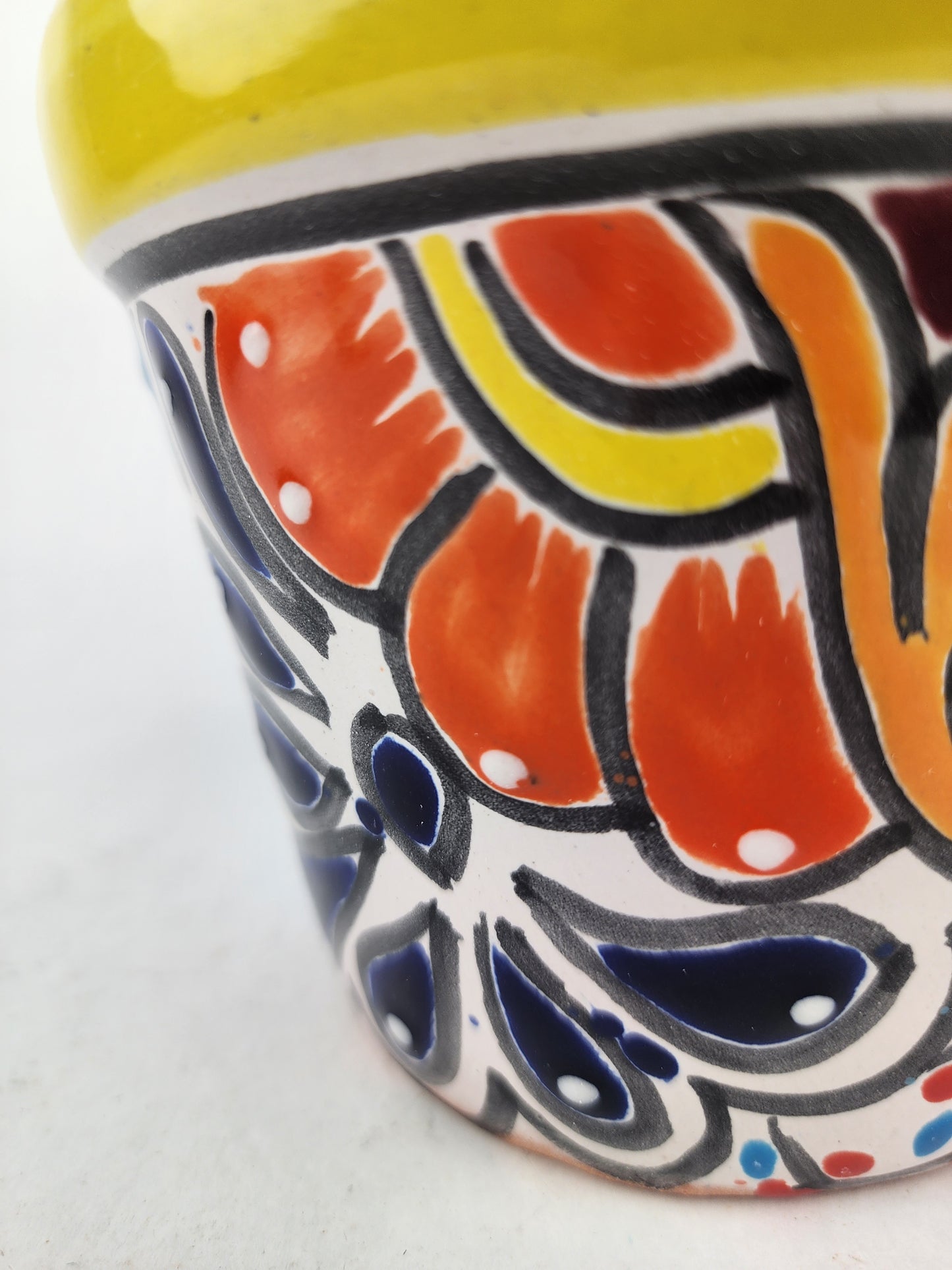 Yellow Rim Talavera-Style Ceramic Planter 6" | Indoor Plant Pot