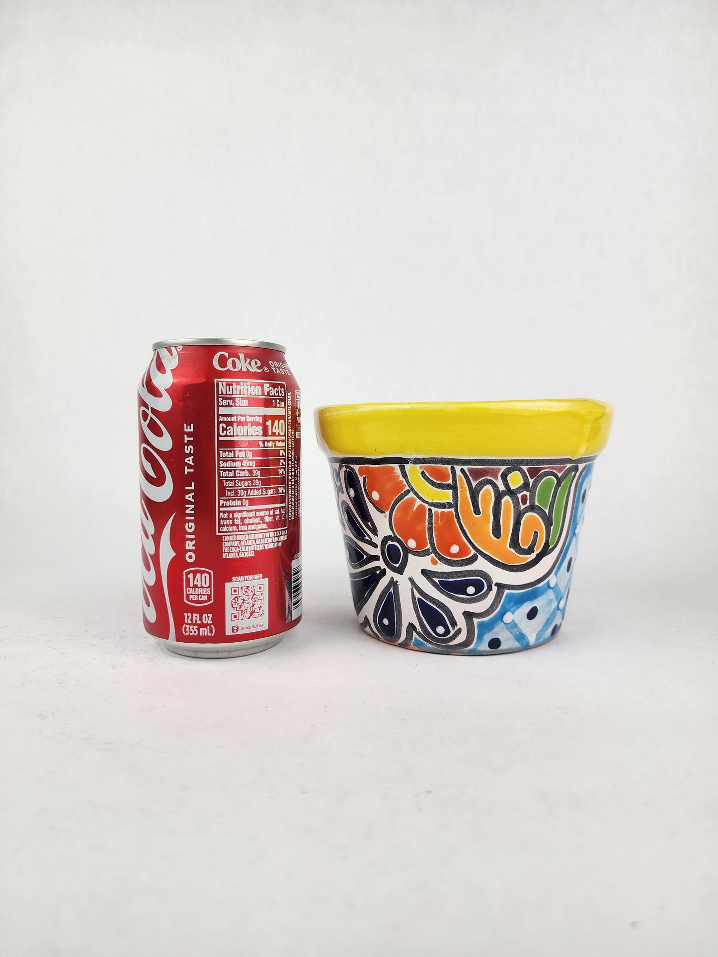 Yellow Rim Talavera-Style Ceramic Planter 5" | Small Indoor Plant Pot