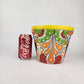 Yellow Rim Talavera-Style Ceramic Planter 8" | Floral Houseplant Pot