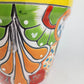Yellow Rim Talavera-Style Ceramic Planter 8" | Floral Houseplant Pot