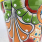 Yellow Rim Talavera-Style Ceramic Planter 7" | Floral Houseplant Pot