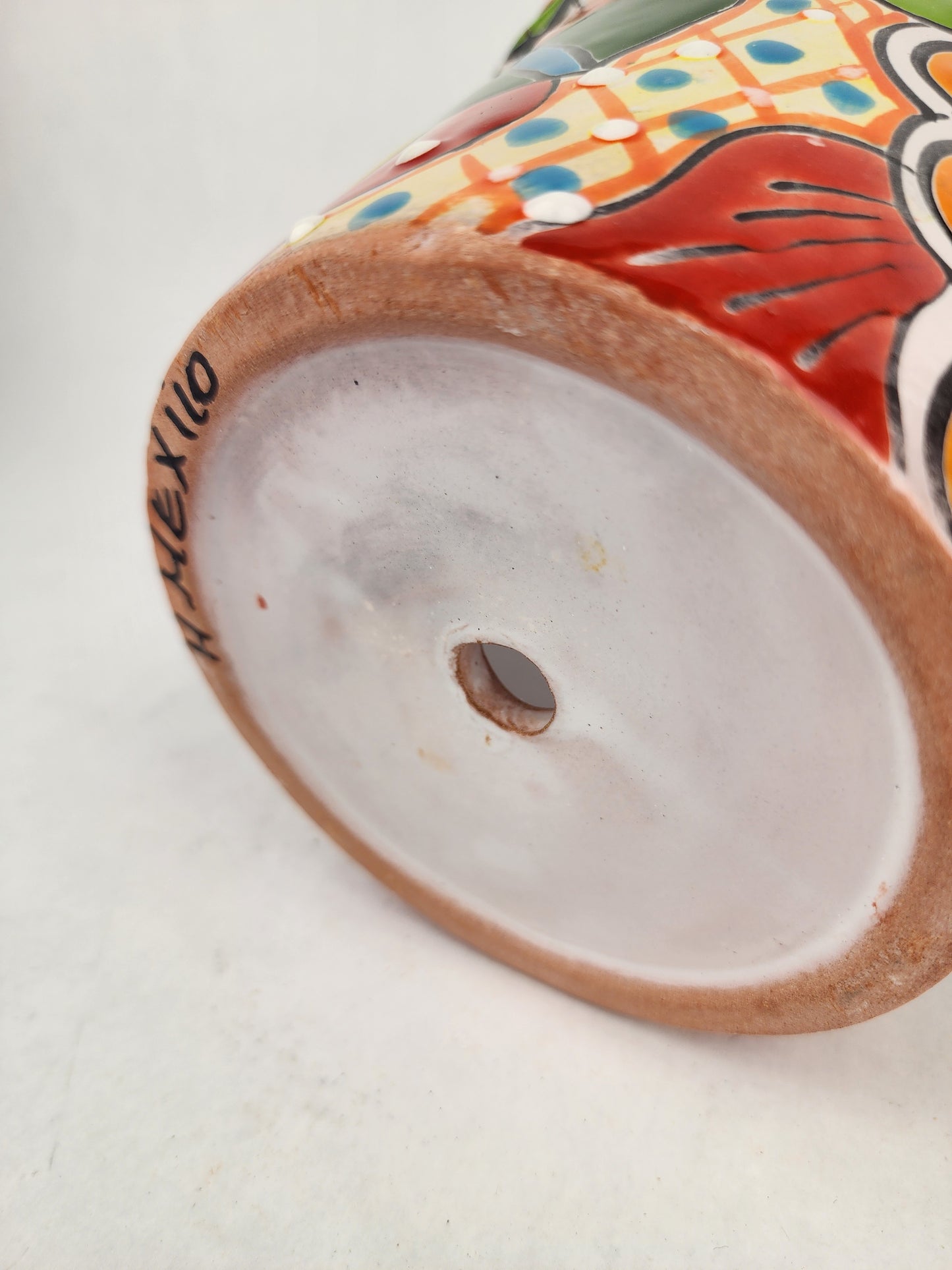 Yellow Rim Talavera-Style Ceramic Planter 7" | Floral Houseplant Pot