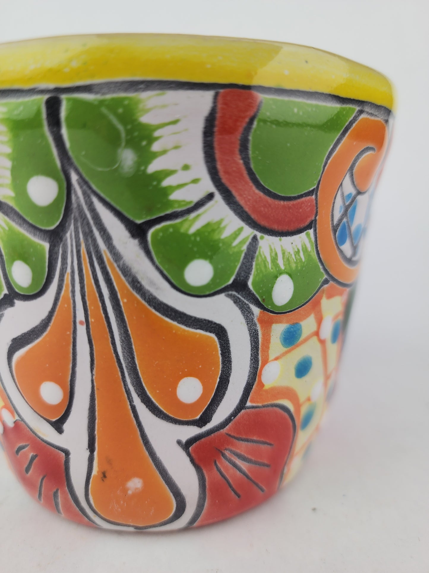 Yellow Rim Talavera-Style Ceramic Planter 5" | Succulent Plant Pot