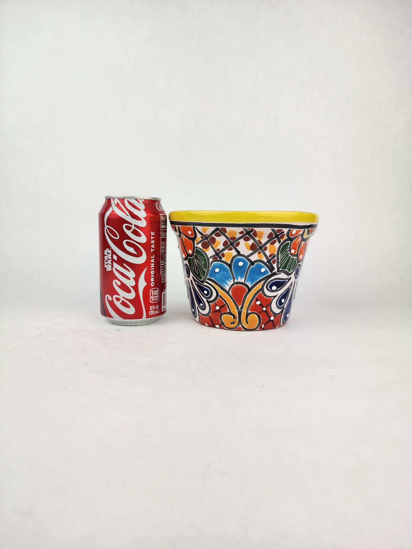 Yellow Rim Talavera-Style Ceramic Planter 6" | Succulent Plant Pot