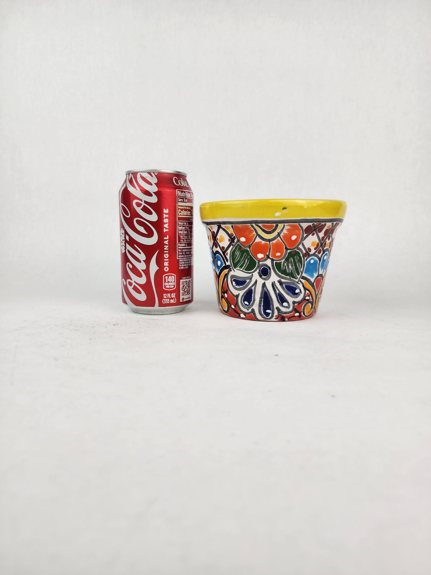 Yellow Rim Talavera-Style Ceramic Planter 5" | Succulent Plant Pot