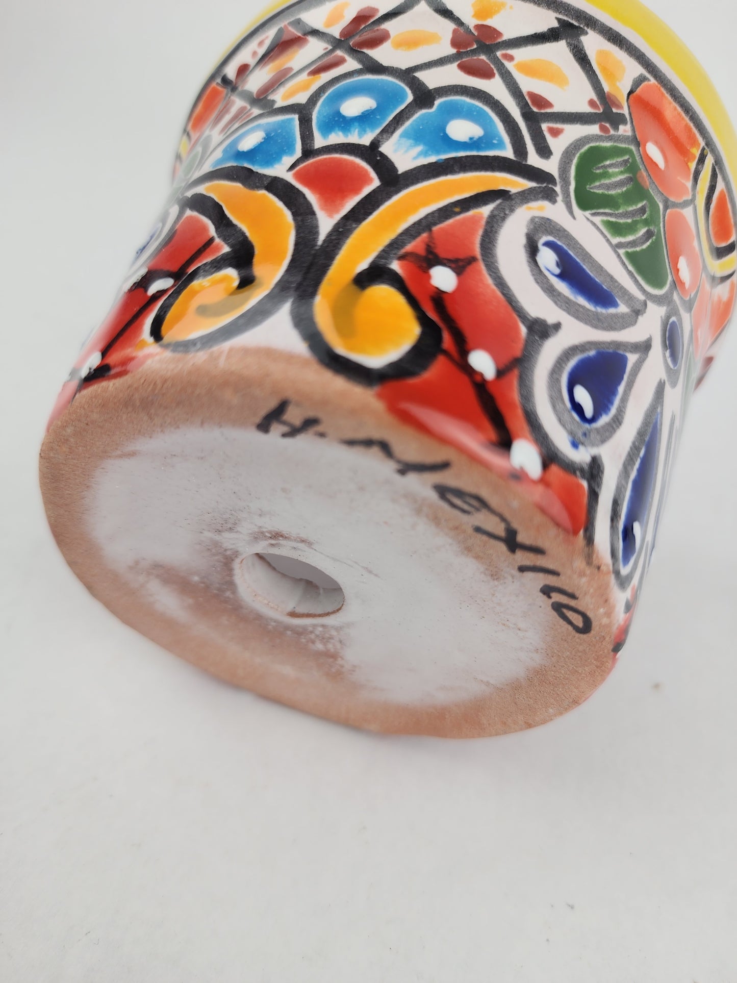 Yellow Rim Talavera-Style Ceramic Planter 5" | Succulent Plant Pot