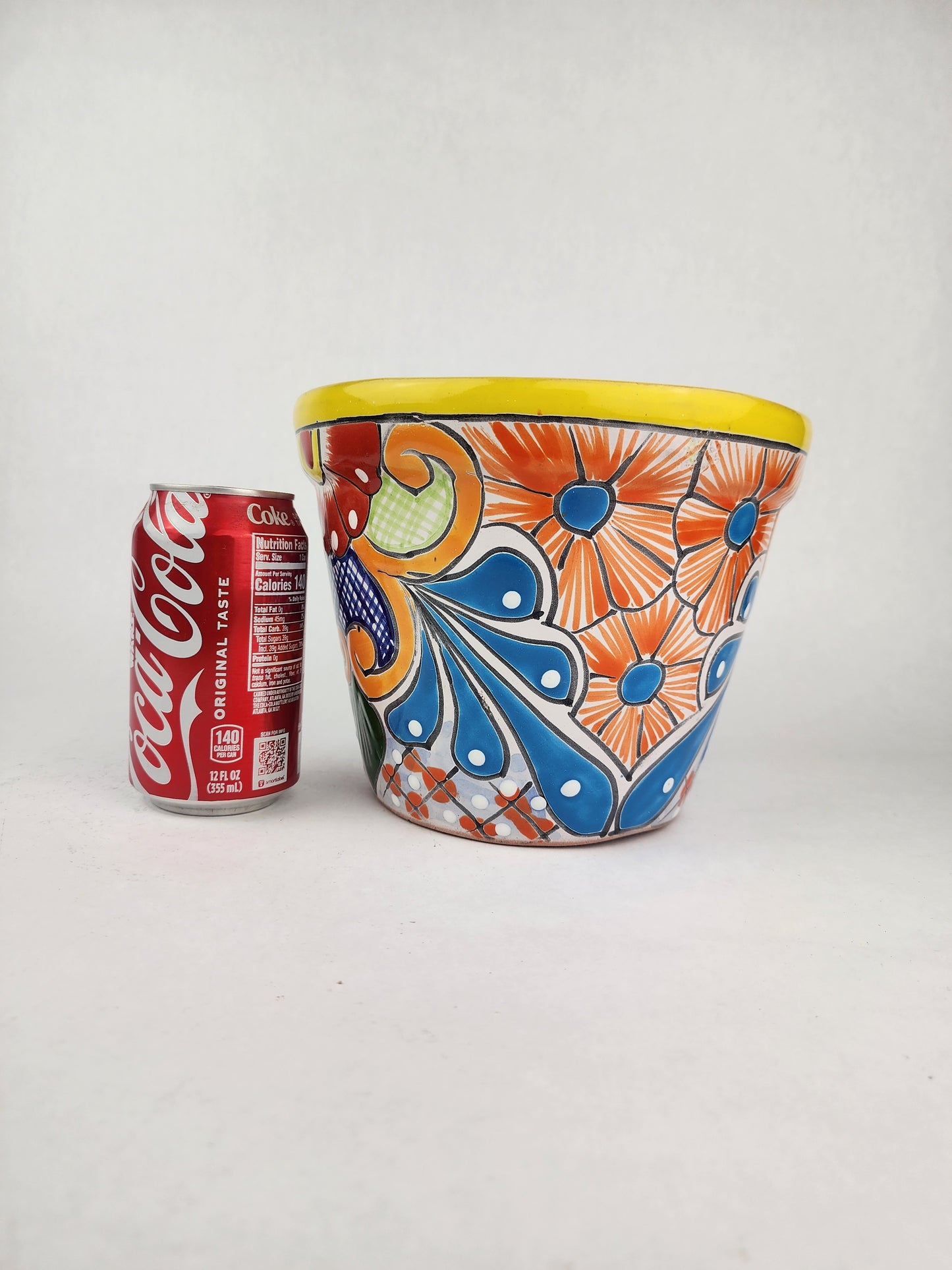 Yellow Rim Talavera-Style Ceramic Planter 8" | Indoor Houseplant Pot