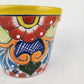 Yellow Rim Talavera-Style Ceramic Planter 7" | Decorative Flower Pot