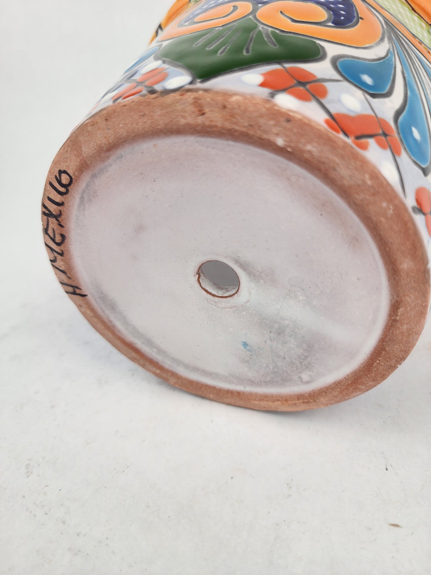 Yellow Rim Talavera-Style Ceramic Planter 7" | Decorative Flower Pot